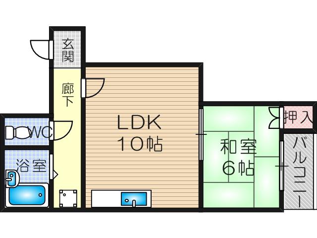 堀内マンション(1LDK/2階)の間取り写真