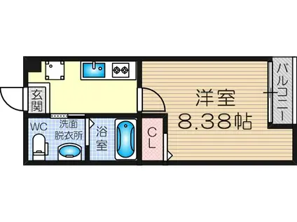 リザルト三国(1K/8階)の間取り写真