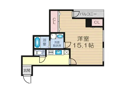 リザルト三国(1K/5階)の間取り写真