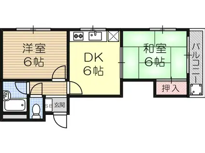 シェーネシュトラーセ(2DK/2階)の間取り写真