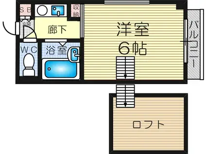 ニューカントリーハイムパート6(1K/4階)の間取り写真