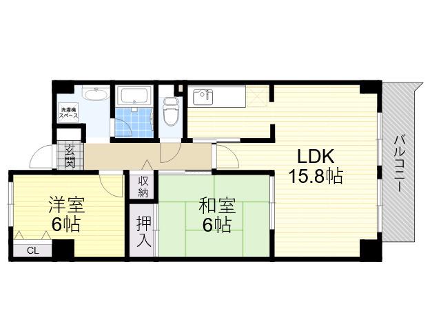 シティーコート塚本(2LDK/2階)の間取り写真