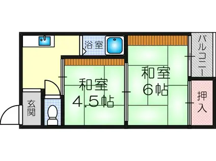 リバーサイドマンション(2K/4階)の間取り写真