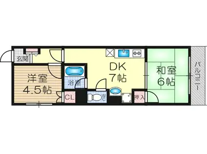 日誠マンション(2DK/8階)の間取り写真