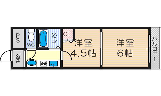 メゾネットフジ(2K/6階)の間取り写真