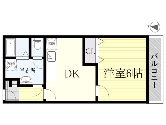 ビギンハイツB(1DK/4階)の間取り写真