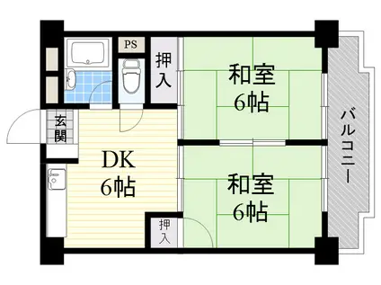 メゾンミラノ野里(2DK/4階)の間取り写真