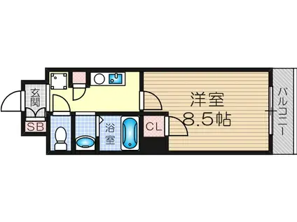 プルス塚本トゥレ(1K/5階)の間取り写真