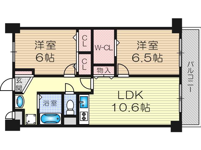 ボヌールみてじま(2LDK/3階)の間取り写真