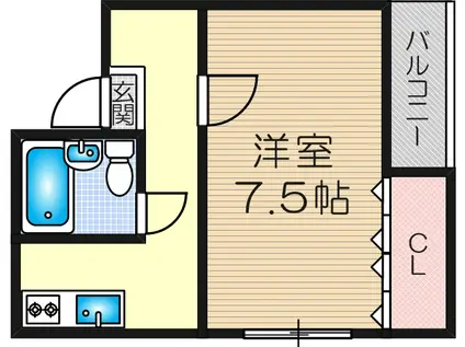 ファクト十三(ワンルーム/3階)の間取り写真