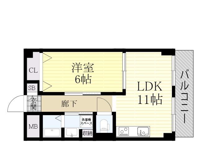 シンコーハイツ(1LDK/4階)の間取り写真