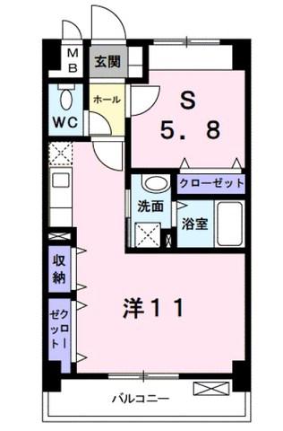 フレスクーラ(ワンルーム/3階)の間取り写真