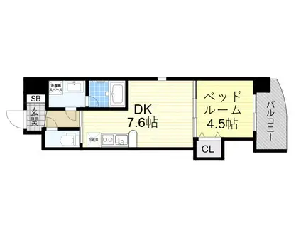 ルクレ新大阪レジデンス(1DK/8階)の間取り写真