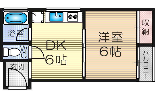 富士ハイツ(1DK/4階)の間取り写真