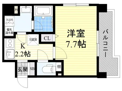 エナブル塚本Ⅱ(1K/7階)の間取り写真