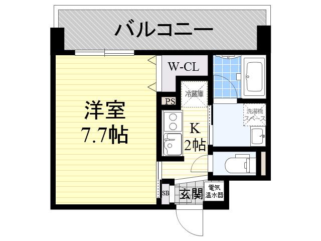 エナブル塚本Ⅱ(1K/3階)の間取り写真