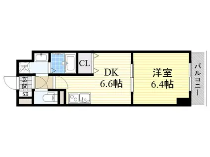 GRAMERCY JUSO-HIGASHI 2ND(1DK/5階)の間取り写真