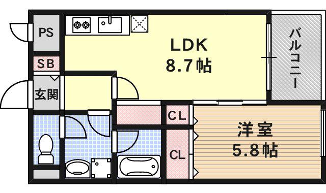 レアル塚本(1LDK/2階)の間取り写真
