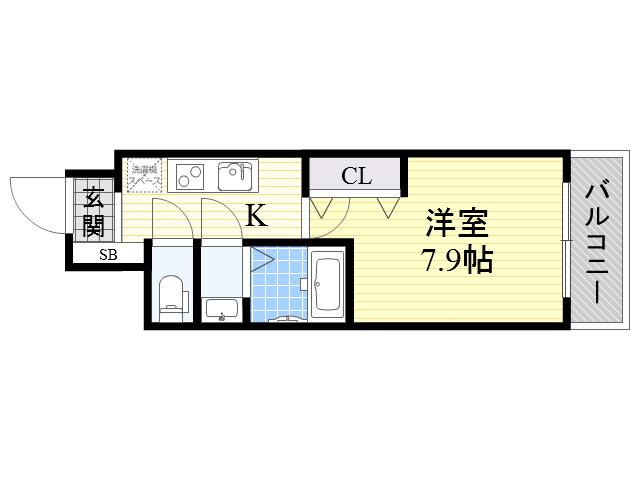 ES-GRANDE大阪 CITY AVENUE(1K/9階)の間取り写真