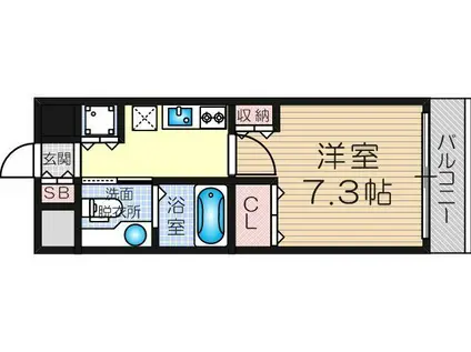 セレッソコート リバーサイドOSAKA(1K/4階)の間取り写真