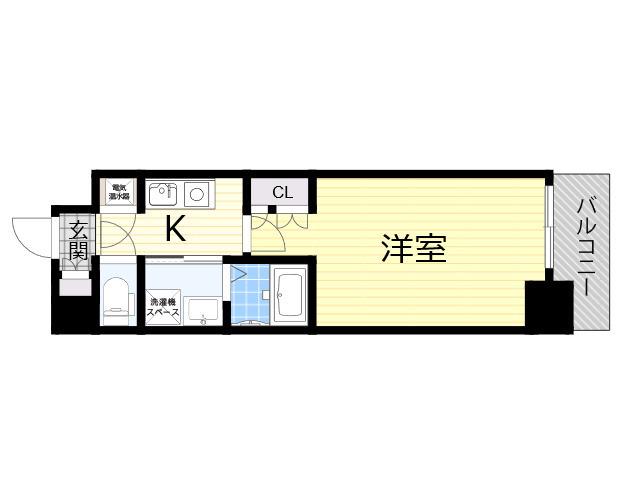 エステムヒルズ新大阪(1K/9階)の間取り写真