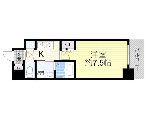 エステムヒルズ新大阪(1K/3階)の間取り写真