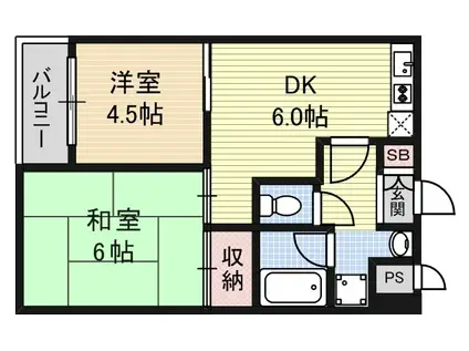 オークヒルズ(2DK/3階)の間取り写真