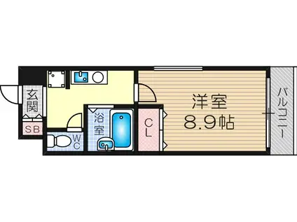 アルビオン新北野(1K/4階)の間取り写真