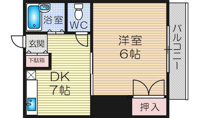 メゾンドグレ(1DK/4階)の間取り写真