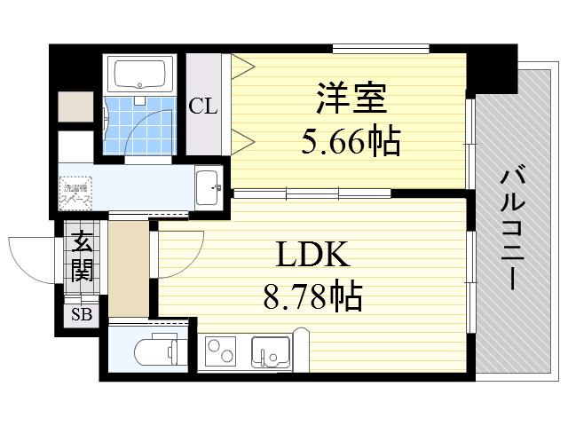 GROOVE西三国(1LDK/4階)の間取り写真