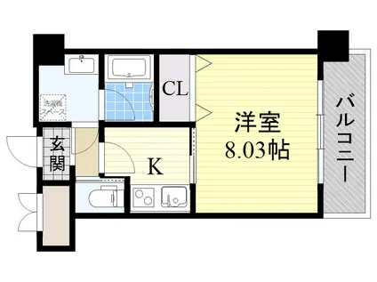 GROOVE西三国(1K/3階)の間取り写真