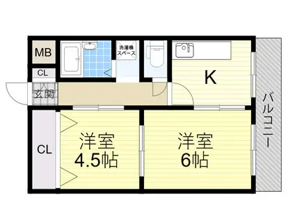 日生ロイヤルマンション十三(2K/11階)の間取り写真
