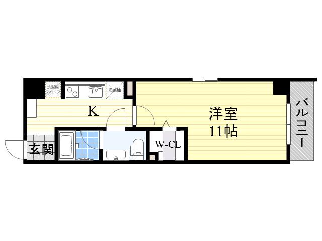 アクアスイート新大阪(1K/3階)の間取り写真
