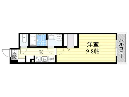 アクアスイート新大阪(1K/4階)の間取り写真