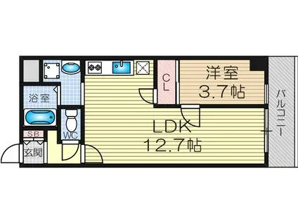 ヤマビコハイツパート2(1LDK/5階)の間取り写真