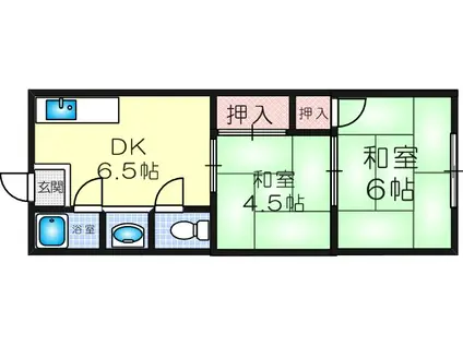 アメニティー淀川(2DK/2階)の間取り写真