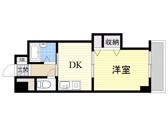 ノルデンハイム新北野(1DK/2階)の間取り写真