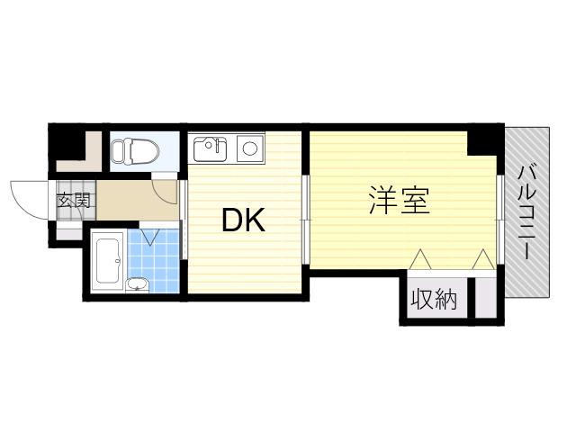 ノルデンハイム新北野(1DK/12階)の間取り写真