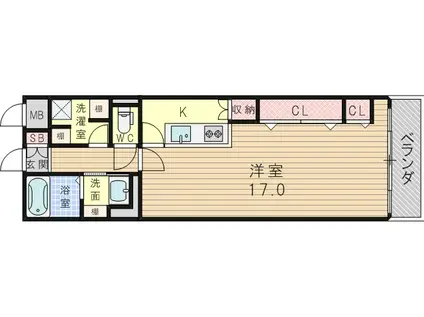 プリンスコート新高(ワンルーム/2階)の間取り写真