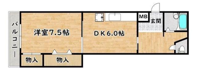 サンライズ美山(1DK/1階)の間取り写真