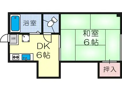 岩井マンション(1DK/2階)の間取り写真