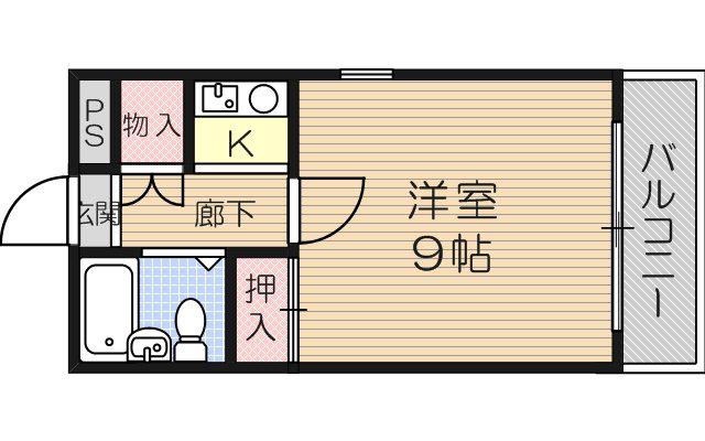 ハイツ神崎川(1K/5階)の間取り写真