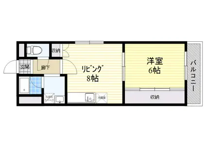 ハイツ神崎川(1LDK/3階)の間取り写真