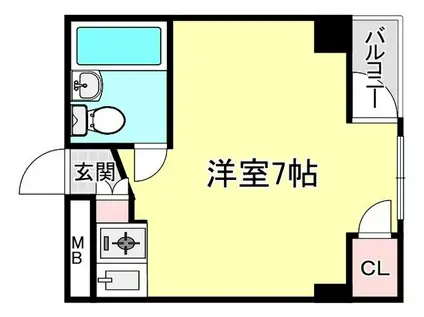 パールハイツ本町(ワンルーム/5階)の間取り写真