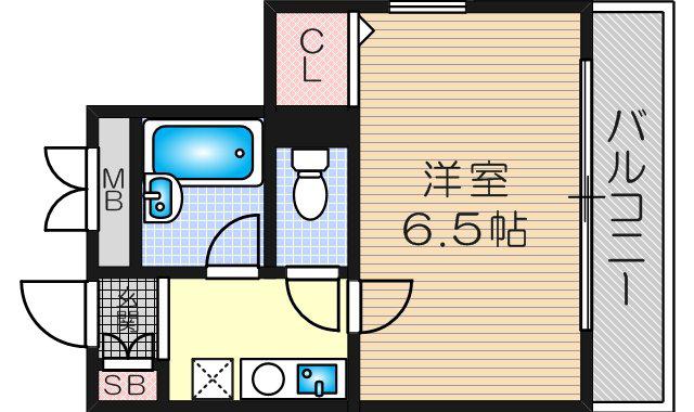ヴァンヴェール淀川(1K/6階)の間取り写真