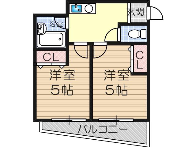 木川東エクセルハイツ(2K/1階)の間取り写真
