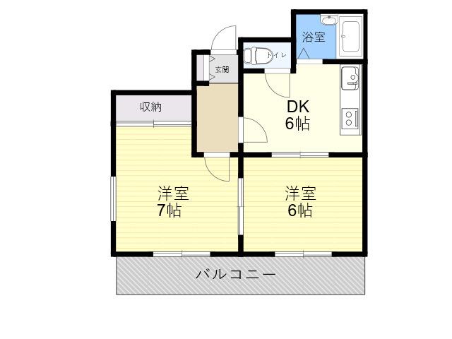 ブールバール塚本Ⅱ(2DK/3階)の間取り写真