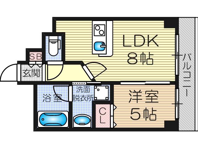 CITY SPIRE十三東(1LDK/9階)の間取り写真