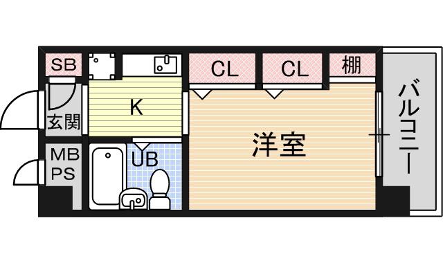 アムール野中2(1K/2階)の間取り写真
