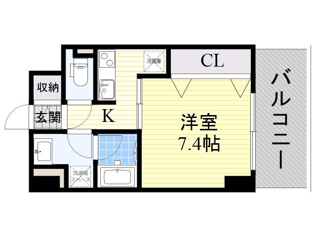 DOLCE VITA Ⅰ(1K/6階)の間取り写真